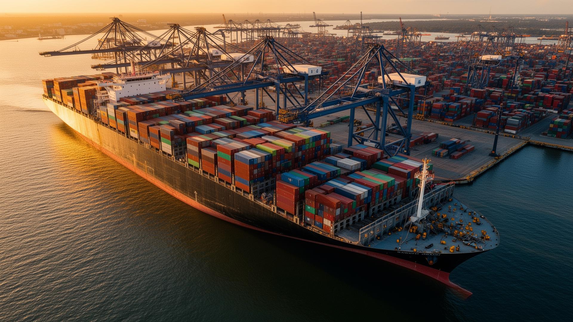 Port of Savannah container ship loading operations